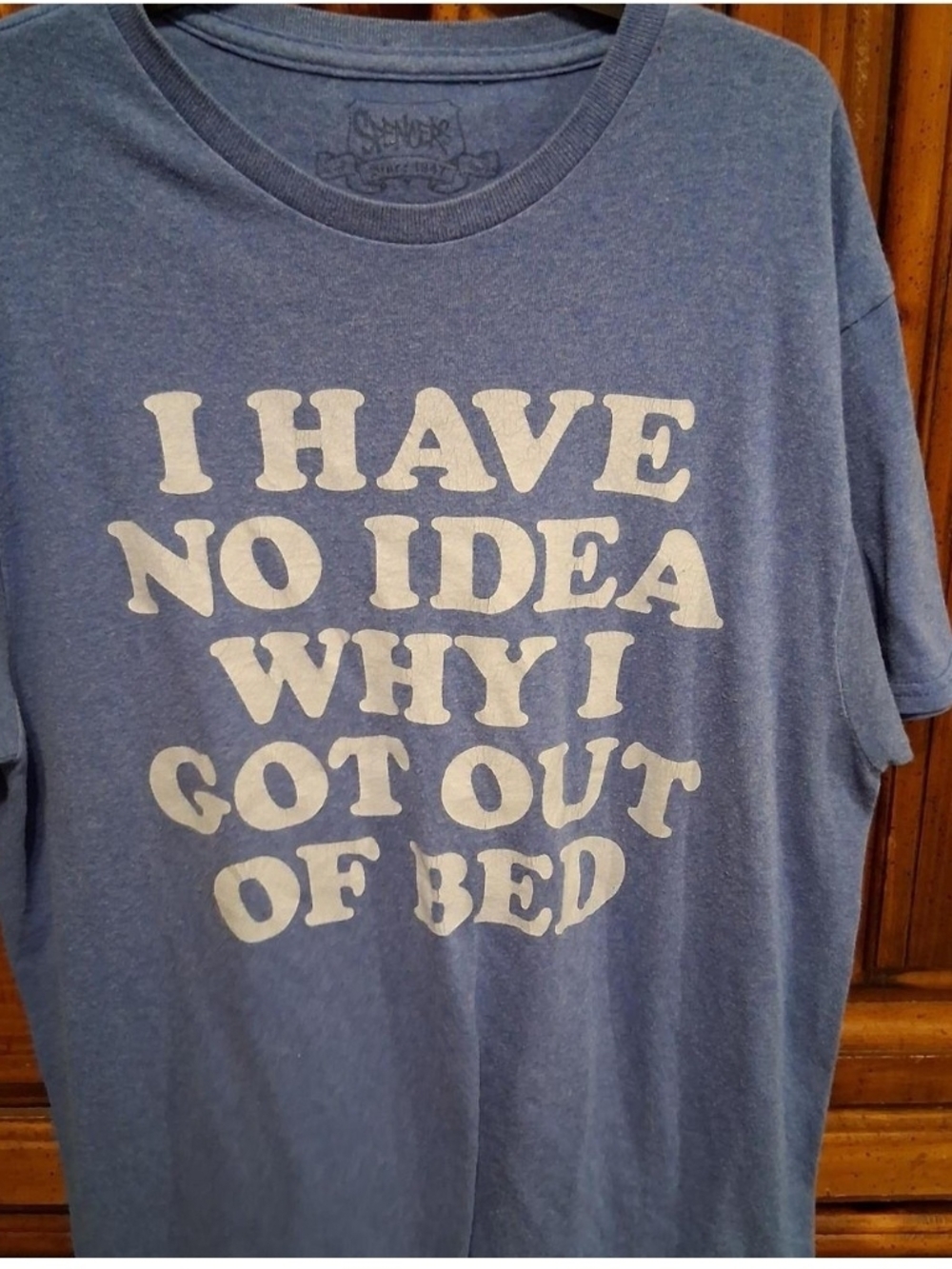 Blue Graphic Tee "I Have No Idea Why I Got Out Of Bed"